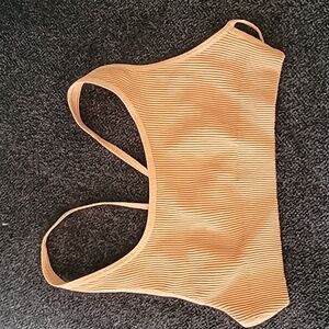 Free People NWOT Sunset Ribbed Strappy Bra – Rust Orange XS/S, Scoop Neck Racerb